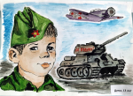 В предверии празднования Дня Победы в Великой Отечественной войне 1941-1945г.г. в Нытвенском районном суде организована выставка детского рисунка